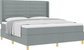 vidaXL Boxrugós ágy matracmal Világosszürke 180 x 200 cm szövet