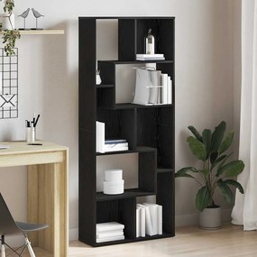 fekete tölgy színű szerelt fa könyvespolc 67 x 24 x 161 cm