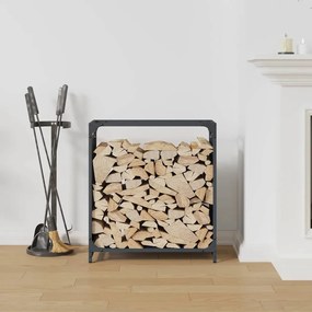 antracitszürke hidegen hengerelt acél tűzifatároló 60x28x65 cm