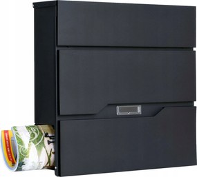 Postaláda Szórólapok Acél Postaláda Újságtartóval Fekete Nagy