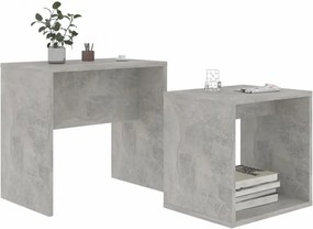 betonszürke szerelt fa dohányzóasztal szett 48 x 30 x 45 cm
