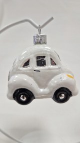 Karácsonyfadísz üvegből Fehér autó