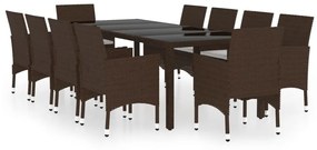 11 részes barna polyrattan kültéri étkezőgarnitúra
