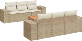 vidaXL 7 részes bézs polyrattan kerti ülőgarnitúra párnákkal