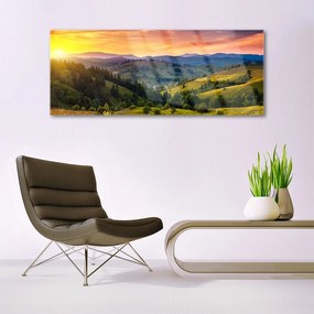 Modern üvegkép West Meadow Landscape 100x50 cm