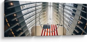 Építkezés az USA zászlóval képe (órával) (90x30 cm)