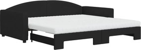 vidaXL fekete kihúzható szövet heverő matracokkal 100 x 200 cm