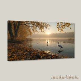 Őszi reggel a tóparton falikép – reggeli fények 40x23 cm