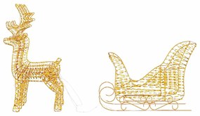 Rénszarvas húzta szán Meleg fehér 30 x 12 x 55 cm PET