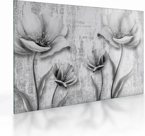 Üveg kép - Fekete-fehér virágok a háttérben (70x50 cm)