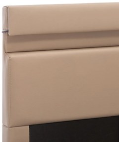 kávészínű műbőr LED-es hidraulikus ágykeret 100 x 200 cm