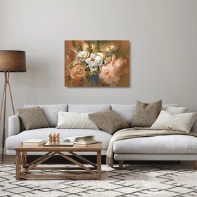 Kép - Festett csokor virág (üvegen) (70x50 cm)