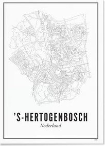 Wijck Poszter Várostérkép ’s-Hertogenbosch 50x70cm Fehér elegáns keret