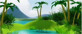 Kép - tavak dzsungelben (120x50 cm)