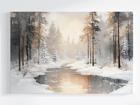 Canvas Vászonkép Tél Lucfenyő Erdő Hó Folyó Természet Fagy 60x40