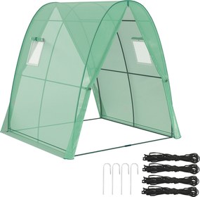 Outsunny Üvegház Roll-Up Ajtóval, 2 Ablakkal, Téli Ellenálló Acél Keretű Üvegház Erkélyre, Kertbe, Paradicsom Ház 180 x 180 x 200 cm, Paradicsom Üvegh