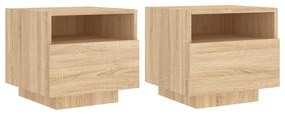 2 db sonoma tölgy színű éjjeliszekrény LED-ekkel 40x39x37 cm