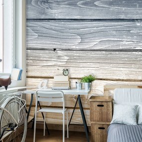 Fotótapéta - Kék és sárga fa táblák (152,5x104 cm)