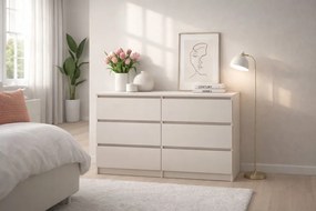 SIMPLE komód 120 cm, 6 fiók, kasmír