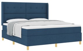 Boxspring Ágy Mattal Kék 180x200 cm Szövet