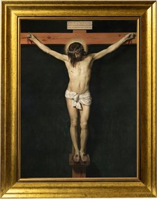 Keresztre Feszített Jézus Krisztus Vászonkép Arany Keretben 30X40