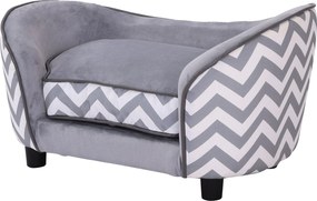 PawHut Pet Sofa Kutya Kanapé Kutya Ágy Kutya Szőnyeg Macska Párna Párnázott Fa Hab Szürke 68.5 x 40.5 x 40.5 cm | Aosom
