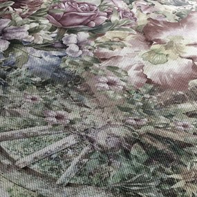 Virágok képe egy fából készült kerékpáron (120x50 cm)