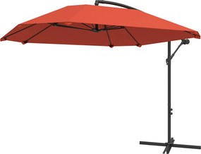 Outsunny Offset Napernyő 2.6x2.6 m Léghálós, 8 Bordás, Keresztalapú és Kézi Nyitású, Dönthető és 360°-ban Forgatható Kerti Napernyő Fém Anyagból és 18