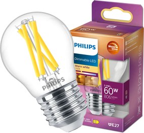 Led izzó Golyó E27 5.9W 60W 806lm 2700K Tompítható Filament Philips