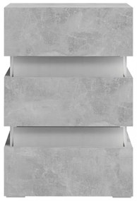 betonszürke szerelt fa LED-es éjjeliszekrény 45 x 35 x 67 cm
