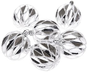 Silver shine karácsonyi díszek szett, 6 db, átmérő8 cm, műanyag