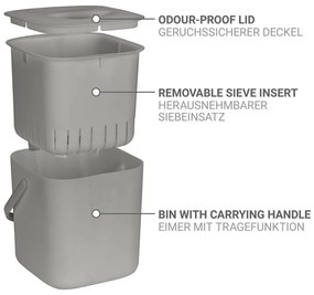 Világosszürke komposztálható hulladék gyűjtő 3 l Conny – Wenko