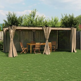 tópszínű acél pavilon függönyökkel 6 x 3 m