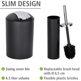 Fekete műanyag fürdőszobai kiegészítő szett Calvo – Wenko