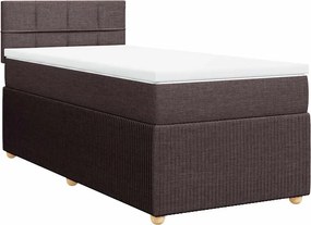 vidaXL sötétbarna szövet rugós ágy matraccal 90 x 190 cm