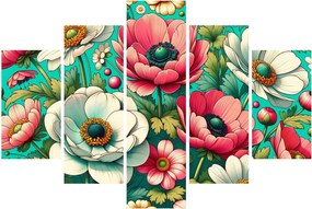 Kép - Virágok kék háttéren (150x105 cm)