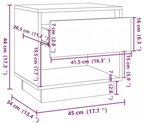 2 db betonszürke szerelt fa éjjeliszekrény 45x34x44 cm