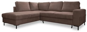 Barna kordbársony kinyitható sarokkanapé (bal oldali) Lofty Lilly – Miuform