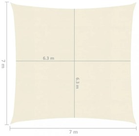 krémszínű HDPE napvitorla 160 g/m² 7 x 7 m