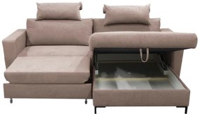 HORTA jobb oldali, L alakú, ággyá nyitható ülőgarnitúra tárolóval, rózsaszín