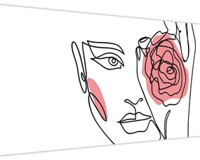 Kép - Line art arc rózsával (120x50 cm)