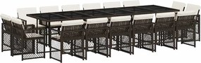 vidaXL 17 részes barna polyrattan kerti étkezőgarnitúra párnákkal