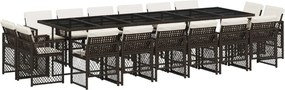 vidaXL 17 részes barna polyrattan kerti étkezőgarnitúra párnákkal