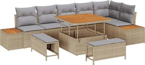 vidaXL Kerti Kanapé Szett 9 pcs Bézs polirattan