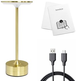 LED újratölthető érintőkapcsolós asztali lámpa TAVOLO LED/2,5W/5V 2400 mAh 3000-6000K arany