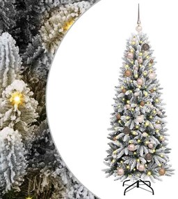 Műkarácsonyfa LED -es lámpákkal Fehér 150cm PVC