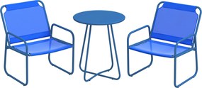 Outsunny 3 Részes Kerti Szett, Teraszbútor, 2 Szék 1 Kerek Asztal, Acélból és Lélegző Anyagból, Tengerészkék | Aosom