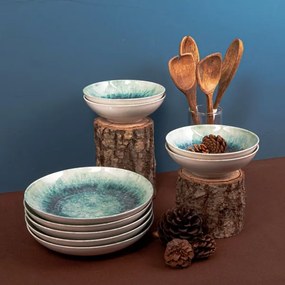 18 db kék/porcelán étkészlet