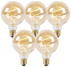 5 db-os készlet E27 szabályozható LED spirális izzó G95 arany 4W 270lm 2100K