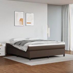 Barna műbőr rugós ágy matraccal 160 x 200 cm